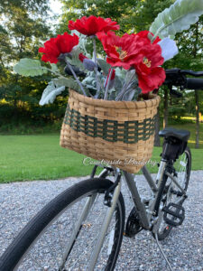 bike basket with special delivery flowers