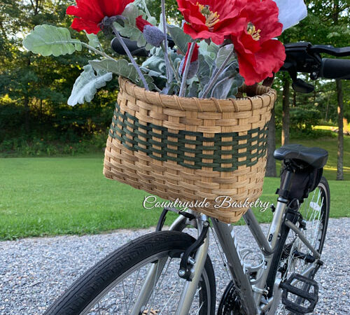 bike basket with special delivery flowers